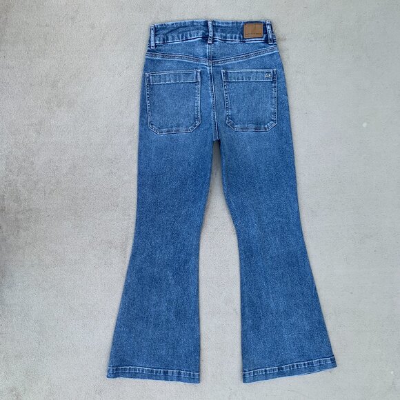 American Eagle Outfitters Next Level Stretch Curvy Super Hi-Rise Flare Jeans Sz2 - Picture 7 of 16